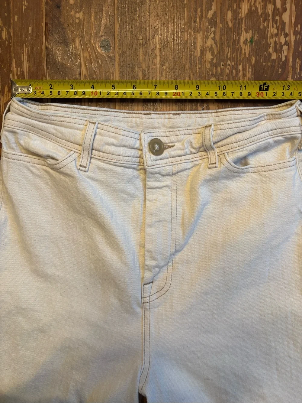 G. Label Wide Leg Cream Denim Jeans. Size 29 - Picture 7 of 10